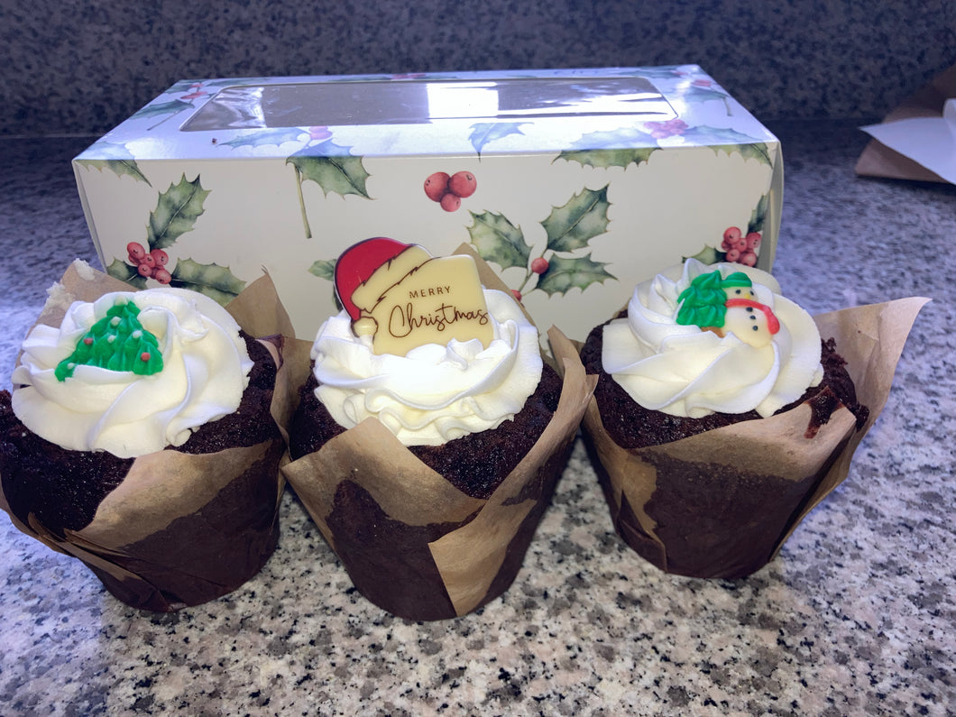 Christmas Frosted Chocolate Muffins 3pk